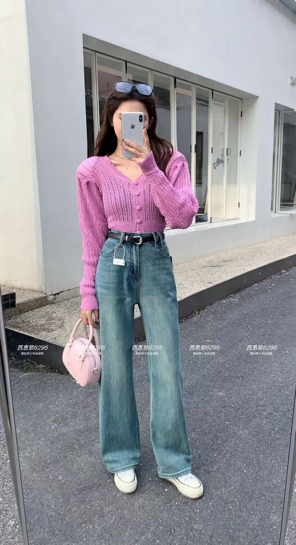 【DHLS】春秋新款窄版直筒裤女