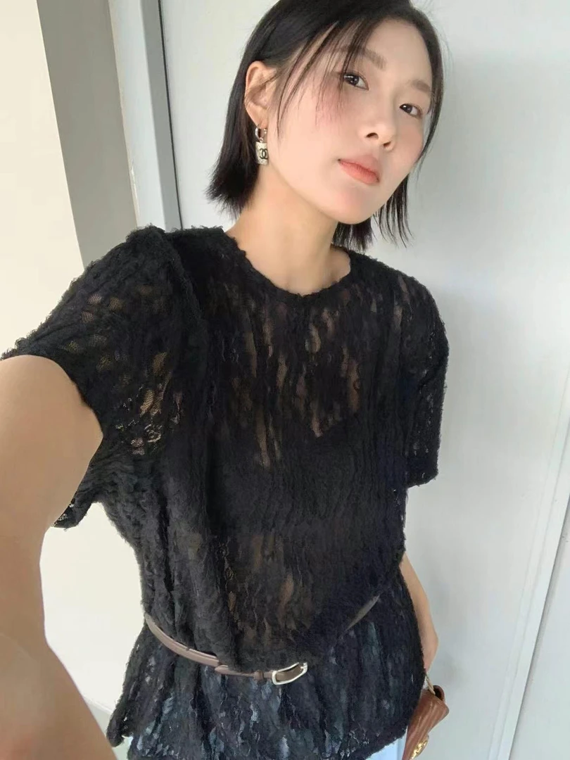 LIS&Az- 镂空勾花蕾丝短袖 g3251