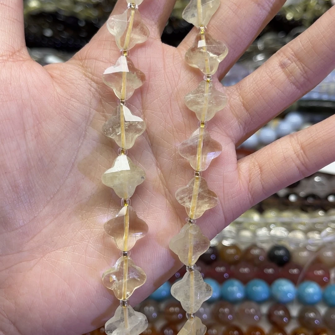 玛瑙/玉髓散珠天然黄水晶卡13长条38厘米