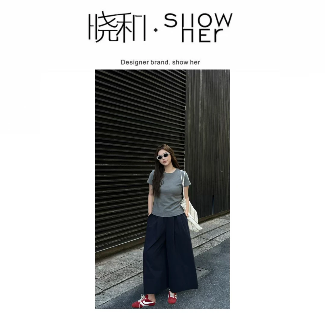 SHOW HER【瘦瘦T】染色抗皱T恤时尚休闲短袖圆领宽松短款外穿吸汗