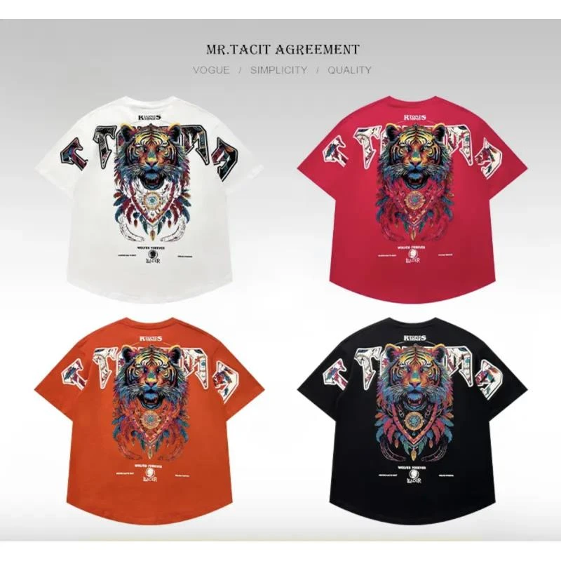 老虎短袖T恤男潮牌夏季新款韩版潮流时尚休闲圆领宽松印花情侣装
