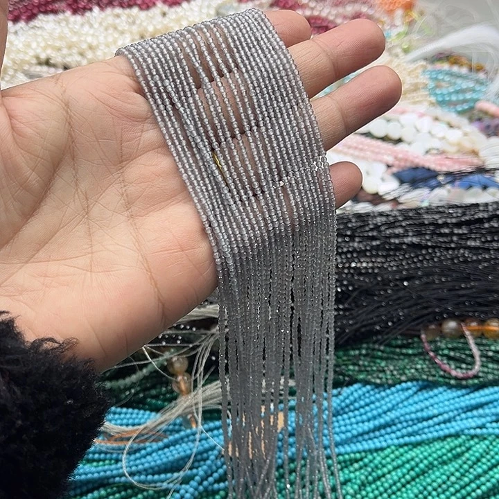 玛瑙/玉髓珠宝半成品未镶嵌2条2mm灰玛瑙刻面