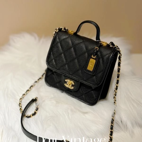 大吉中古/Chanel香奈儿黑金豆腐邮差斜挎包