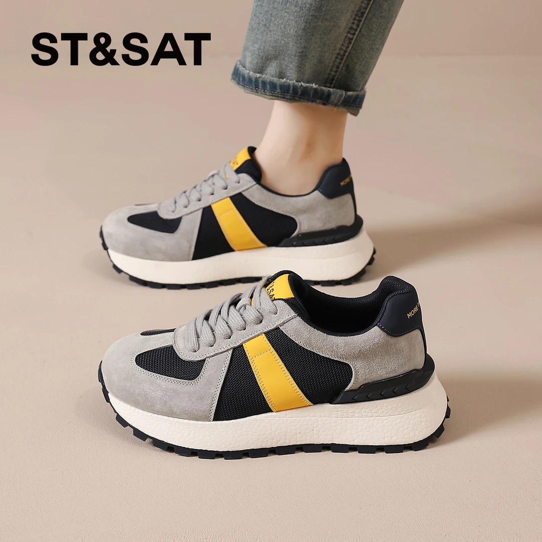 星期六复古老爹鞋女士2025秋季新款透气休闲女鞋显脚小阿甘运动鞋