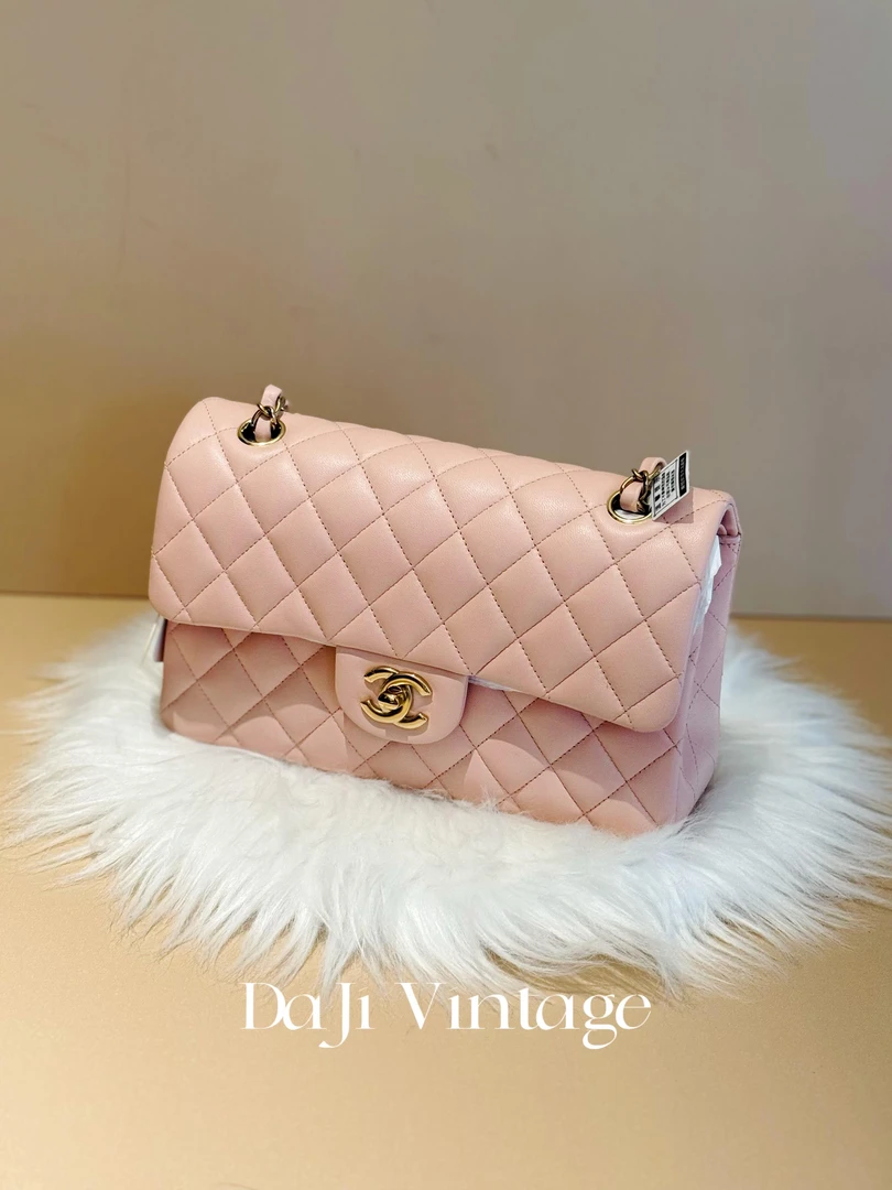 99新  大吉中古/Chanel香奈儿粉金cf小号单肩包