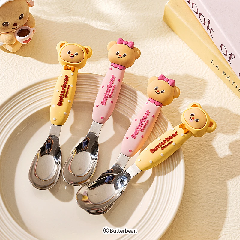 【摩登主妇&黄油小熊】儿童勺子食品级316不锈钢个人专用宝宝餐勺