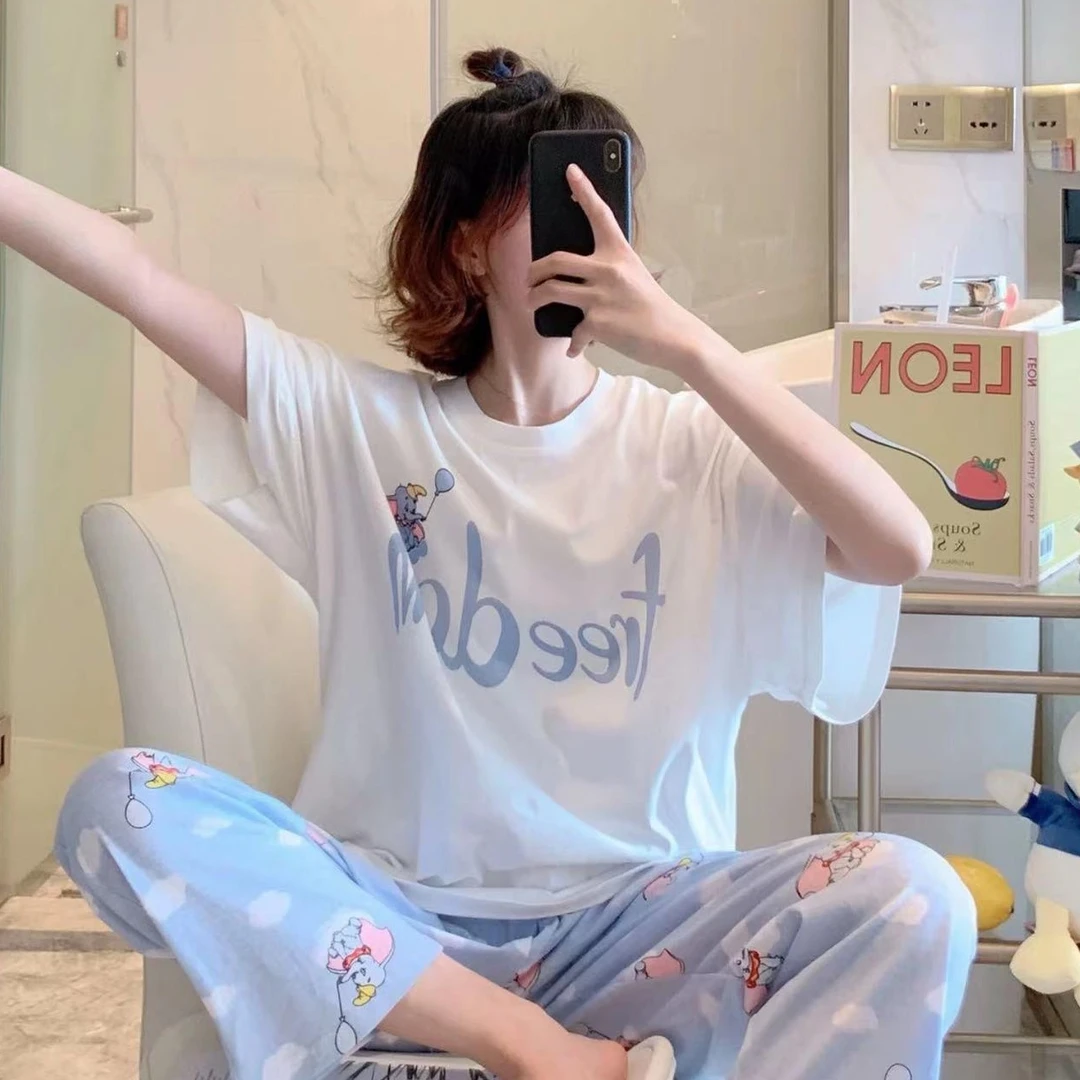 睡衣女长裤夏季卡通可爱新款新款卡通春夏天家居服套装可外穿女款