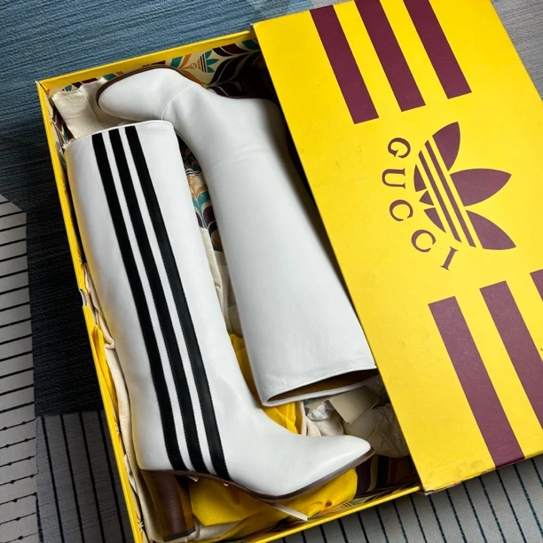 未使用 GUCCI/古驰 古驰联名白色高跟长靴三八码