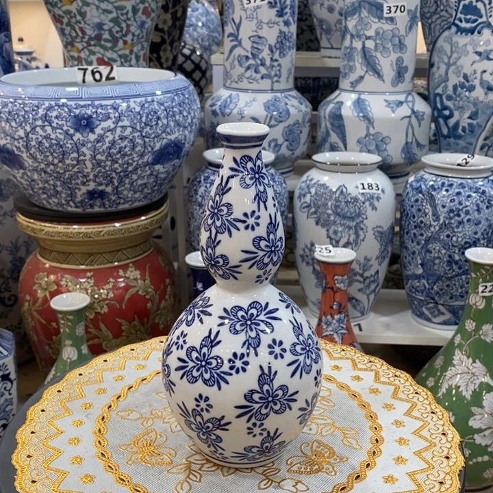 摆件手绘陶瓷葫芦花瓶
