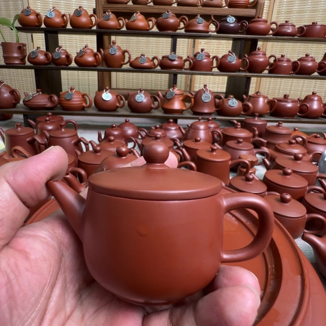 三***猪茶壶紫砂潮州手拉朱泥壶，微瑕不退换