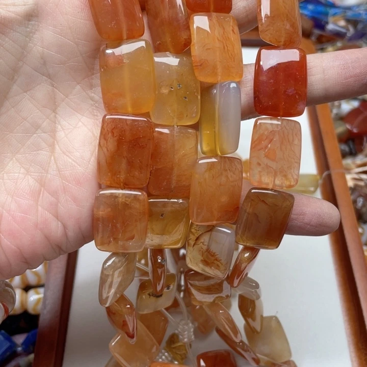 玛瑙/玉髓合金珠宝半成品一条15x20m红玛瑙片
