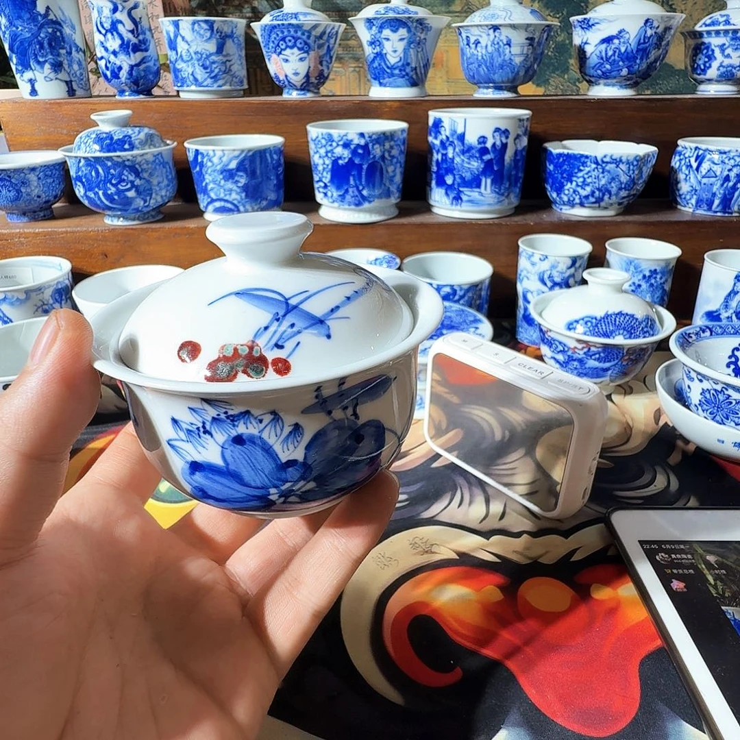 泥塑悠***山盖碗手工手绘