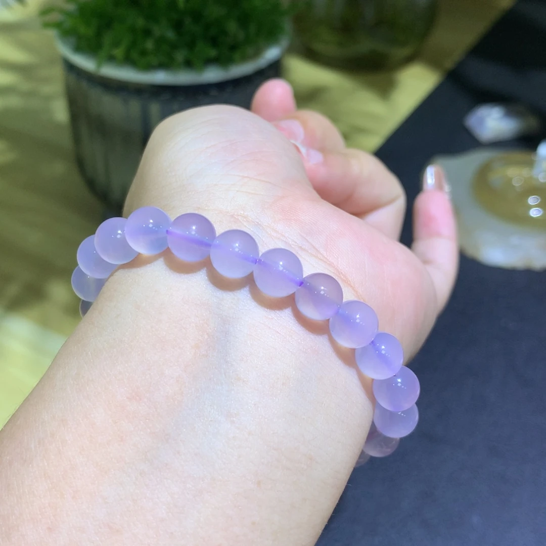 玛瑙/玉髓未镶嵌手镯卡8冰紫手串