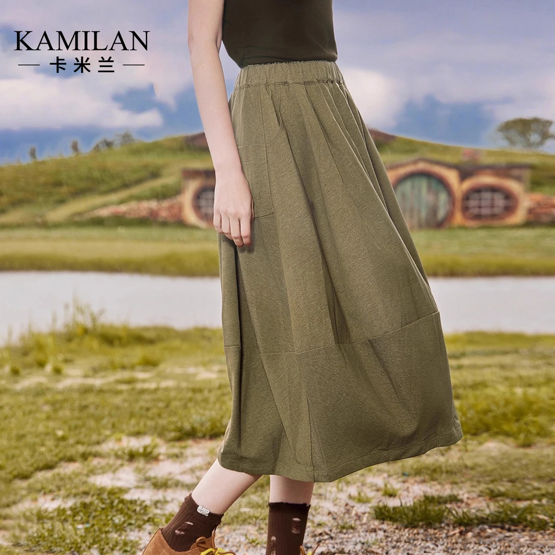 卡米兰松紧腰a字高腰半身裙女2025秋季新款气质绝美巨好看的裙子