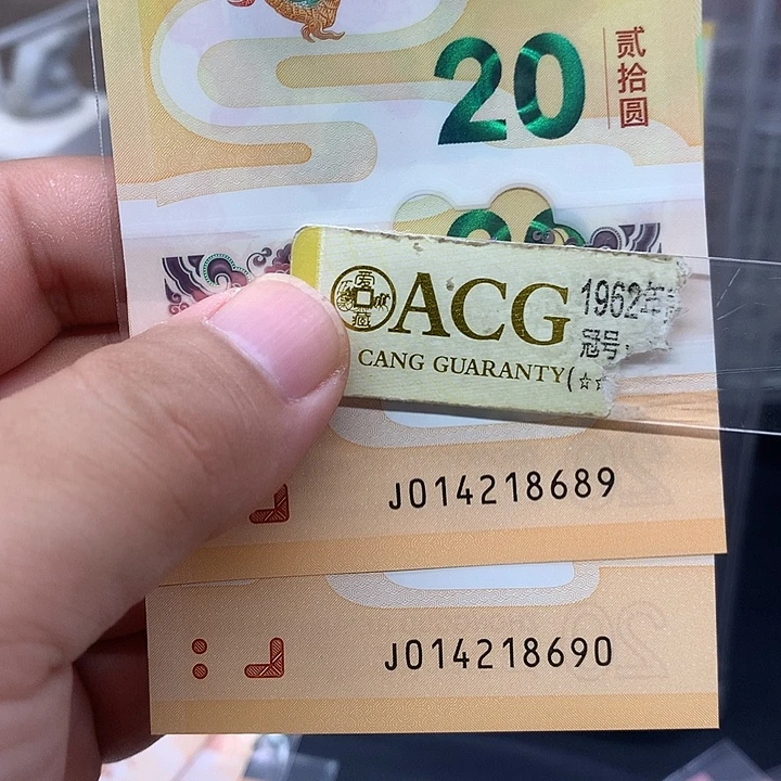 塑料龙钞2张连号绝品 689和690