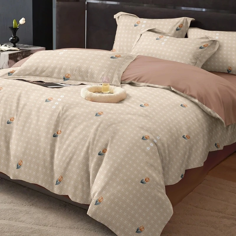 四季款斜纹四件套亲肤柔软双人被套学生宿舍单人三件套轻奢风