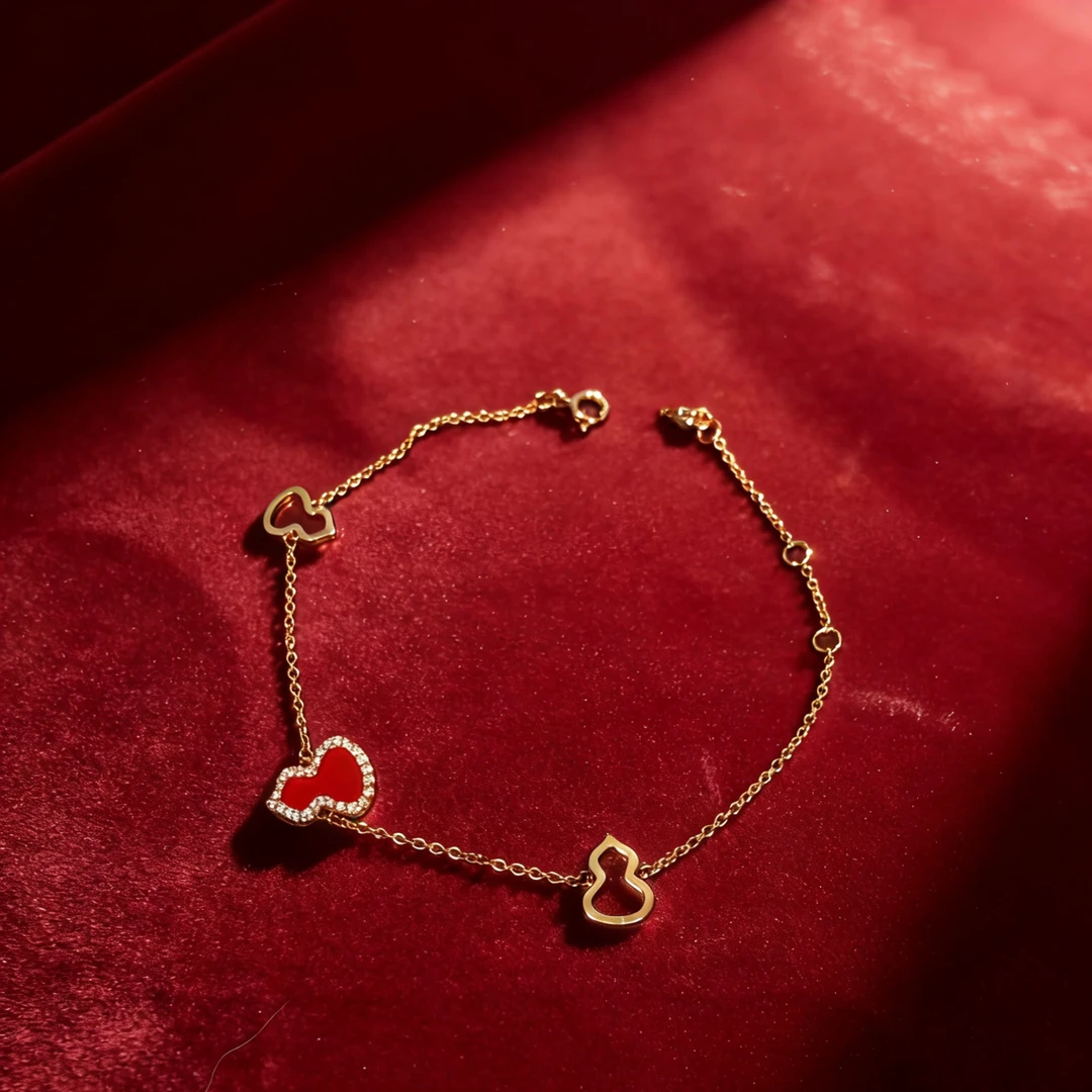 925银手链 Shinybox精工「麒麟」红运系列925银红髓葫芦手链