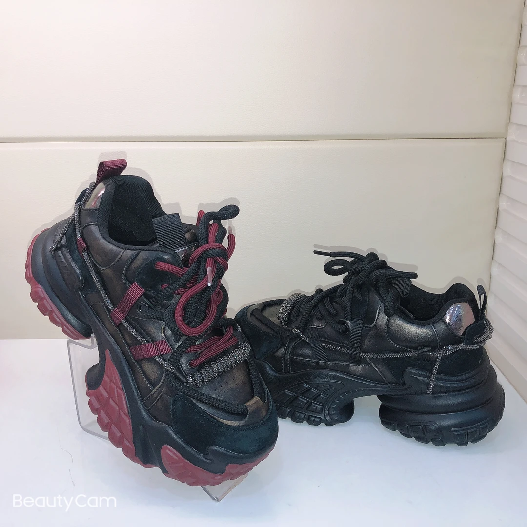 厚底增高老爹鞋女款复古风运动休闲百搭撞色