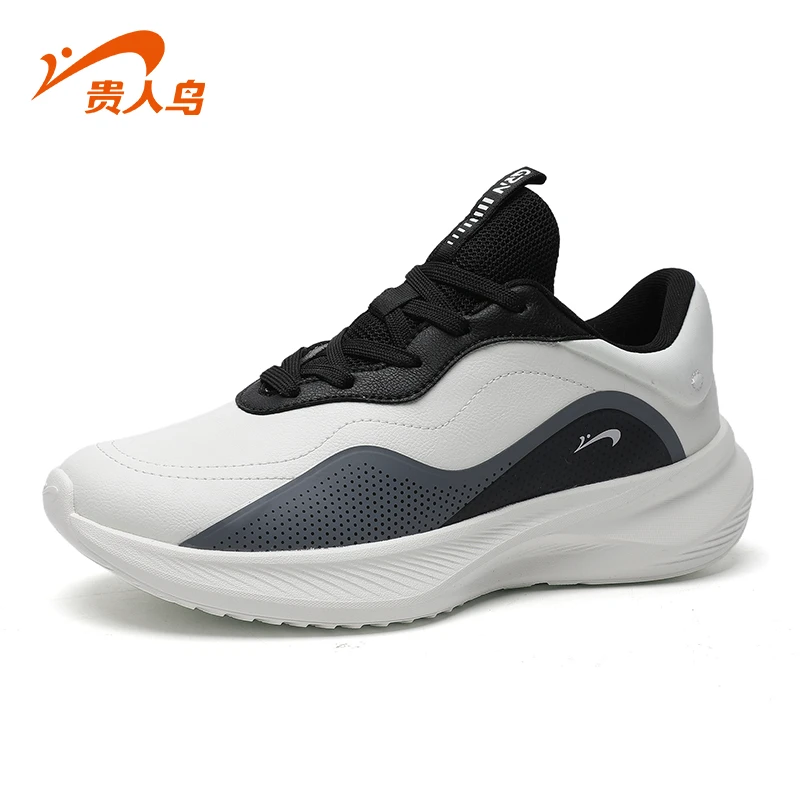 贵人鸟秋冬季皮面防泼水防风保暖跑鞋男款中学生跑步鞋休闲运动鞋