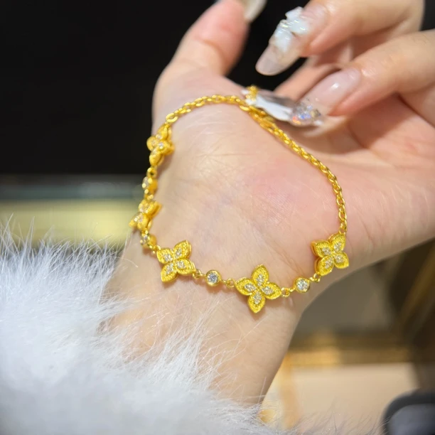 展厅专场【四叶小花】足金 999 轻奢高级黄金手链 232附加