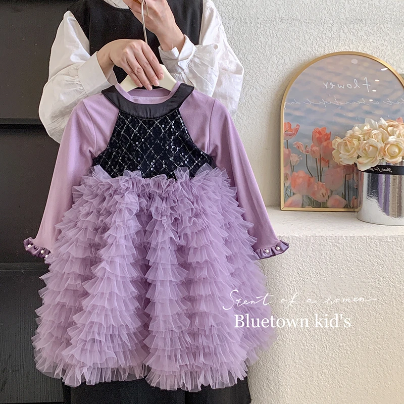 【本妈】冬”织梦岛"女童加绒打底+挂脖亮片加绒蛋糕连衣裙66059 35