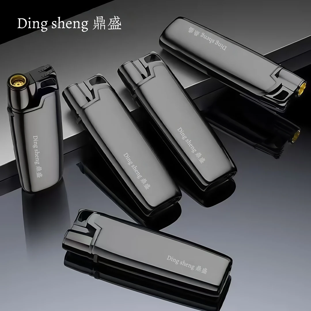 新款轻奢电镀黑色50支防风打火机蓝焰直冲高颜值批发定制1支包邮