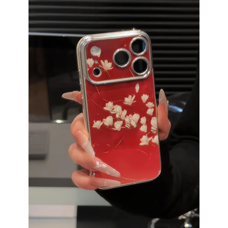 白花朵适用苹果17pro手机壳16小众视窗15华为p70防摔oppo小米17女