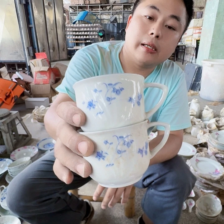 景德镇高温陶瓷银边咖啡杯2个
