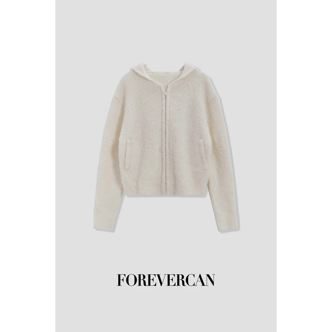 FOREVERCAN“糯米糍”百搭休闲针织连帽外套 MY4343