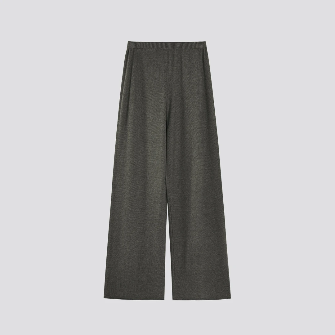 HNLINSHAN【懒人神裤】秋冬高腰显瘦百搭阔腿真丝羊毛裤23326101