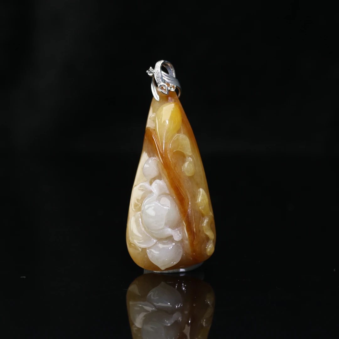 FC20天然缅甸翡翠A货18k金黄翡挂件/100340/厦门保利拍卖