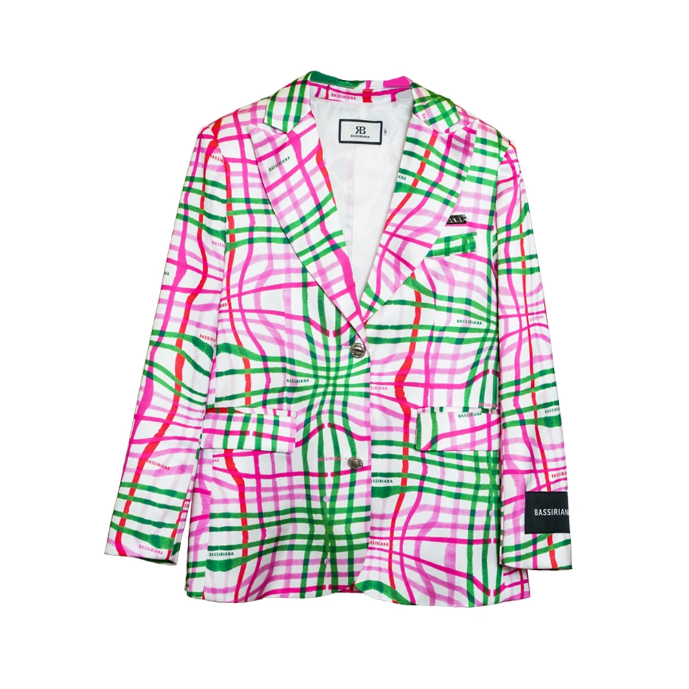 小七【BASSINIANA】法式高级时尚气质红绿格纹西装外套210442