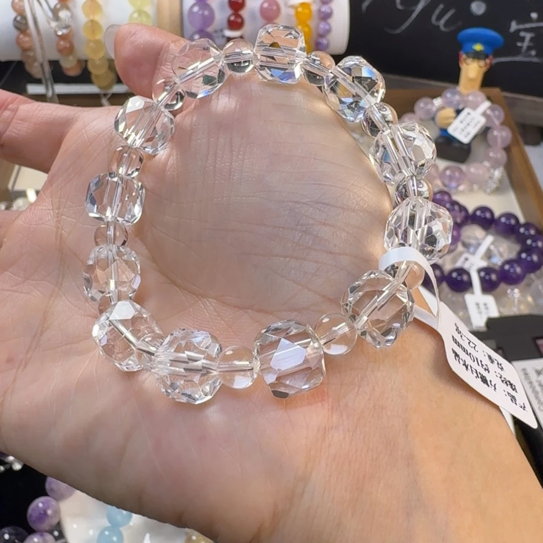水晶未镶嵌手串白方糖水晶小手围