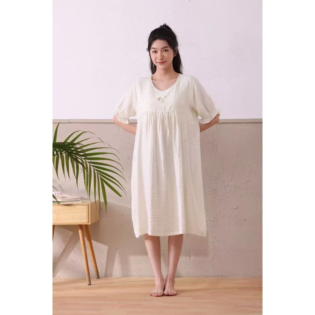 1559贝卡曼带胸垫可外穿短袖裙睡裙家居服MZZ