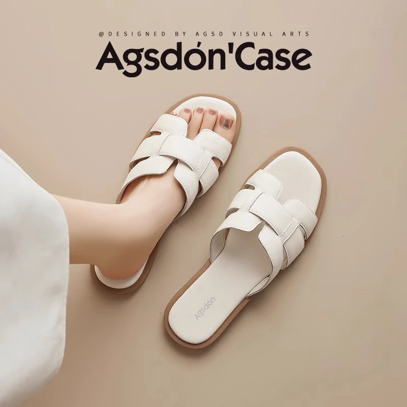 奥古狮登拖鞋女外穿2025新款夏季时装妈妈凉鞋法式平底沙滩凉拖鞋