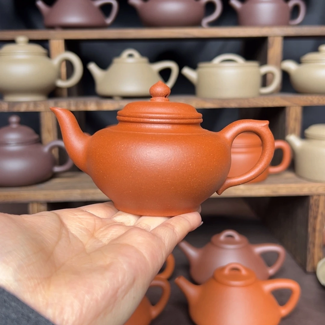 茶壶紫砂红降坡笑樱150毫升