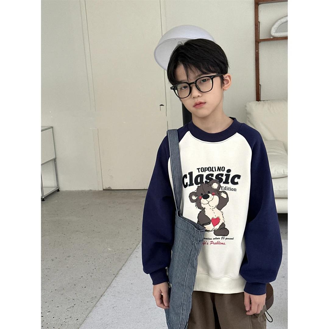 43927高端潮流时尚百搭休闲加绒圆领卫衣B9-1-1