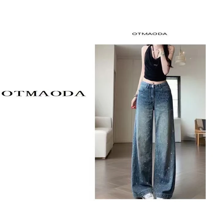 【南瓜定制】3002/3034冬季宽松烫钻满天星加绒牛仔阔腿裤（加绒）