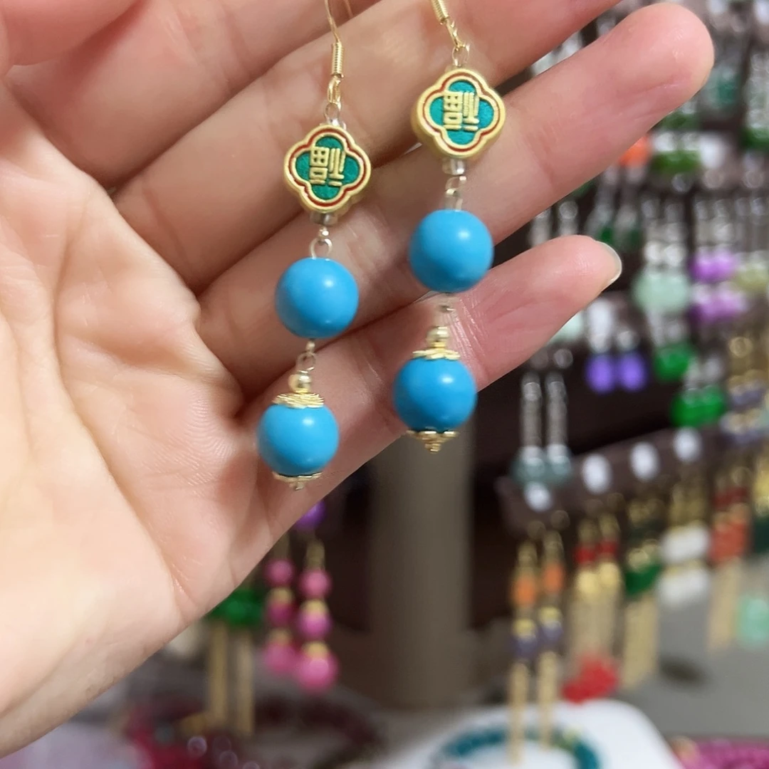 银S925镶嵌耳钉玛瑙/玉髓古风