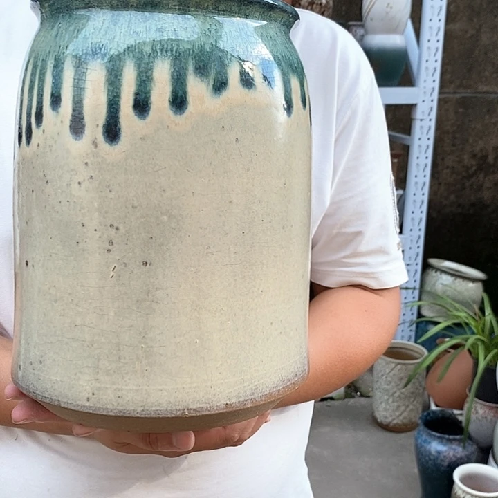 紫砂花盆口17高25瑕疵