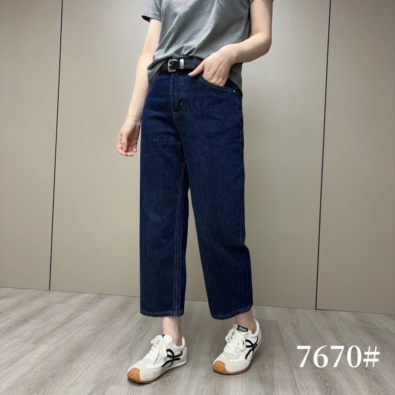 【魅力风】春夏新款无弹显瘦百搭法棍裤九分牛仔裤7670款