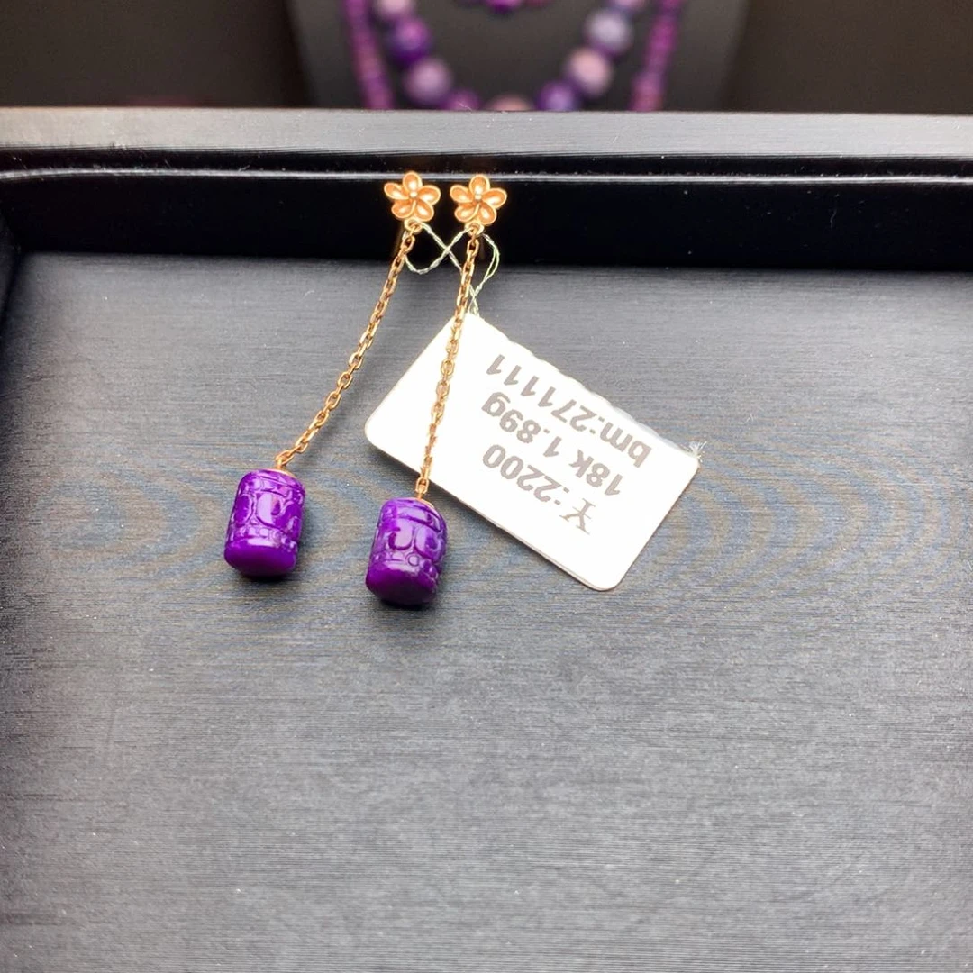 苏纪石（舒俱来）18K金镶嵌耳饰