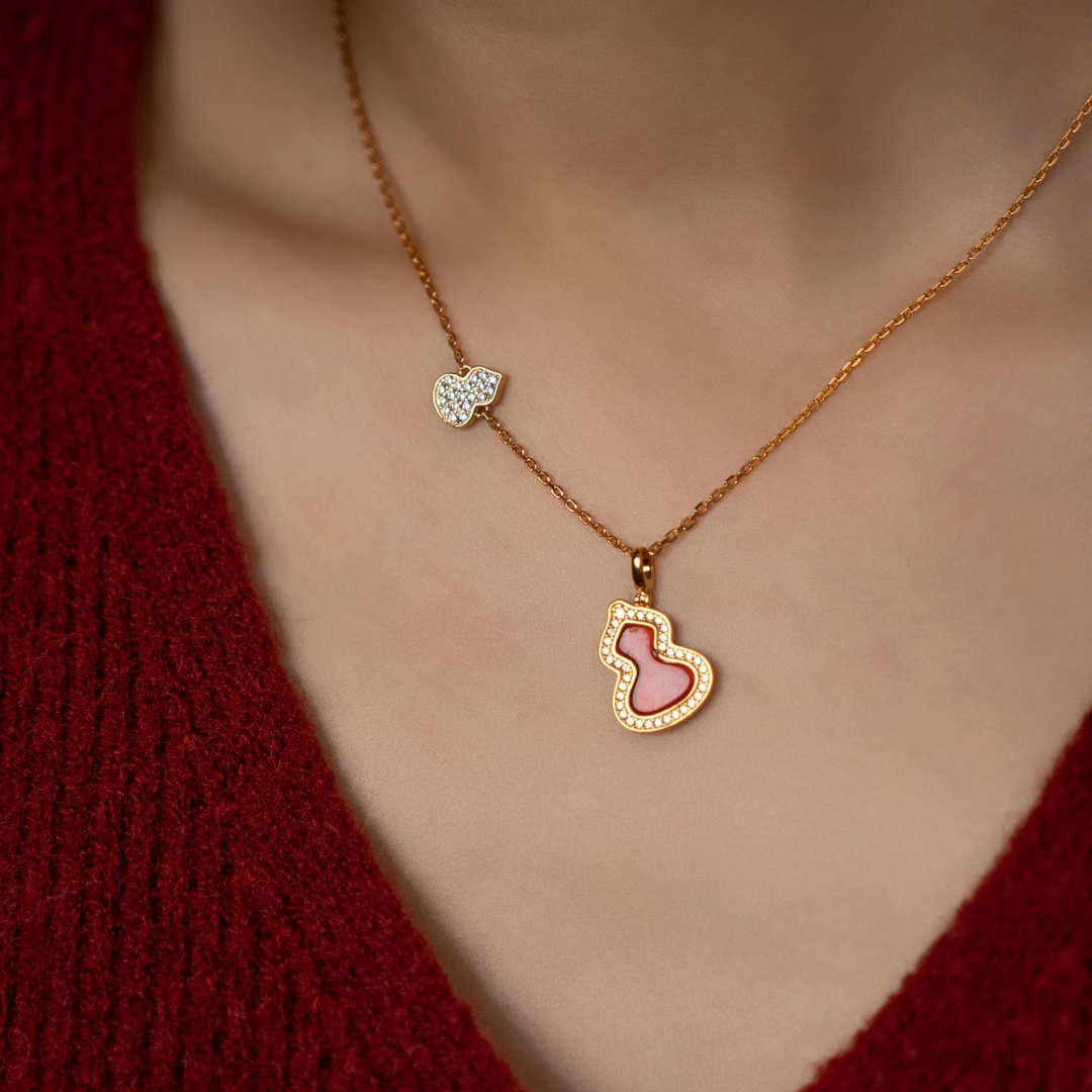 坠链均925银 「鸿葫项链」S925纯银葫芦项链红葫芦女生礼物