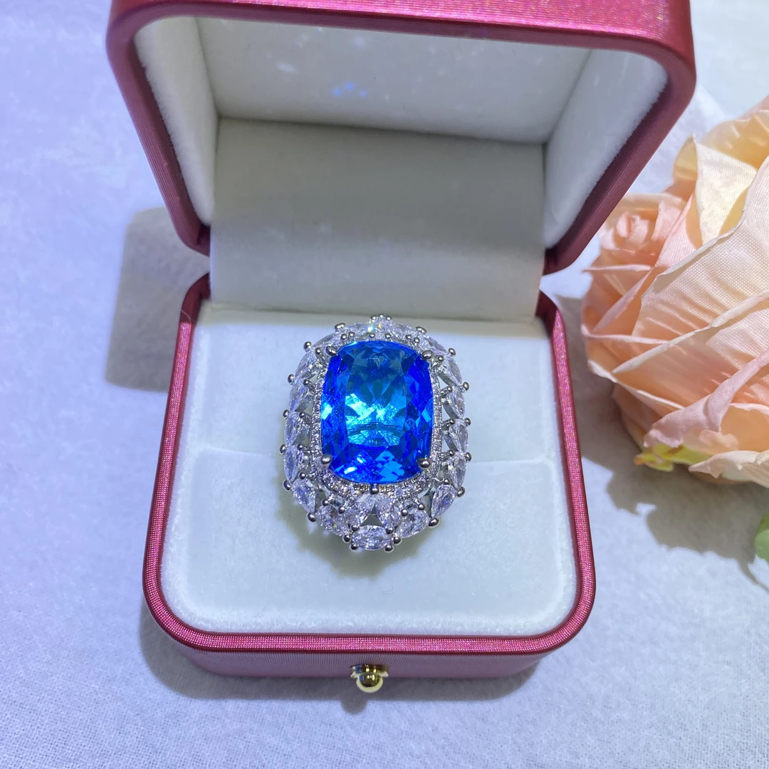 戒指 【尚美高端】灿然吸睛蓝色戒指 ZR 4891