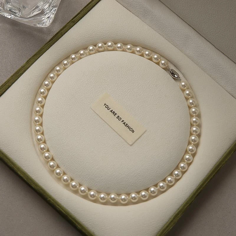 CAIEM KAIET 吊坠925银 法式强光正圆珍珠项链轻奢气质时尚锁骨链