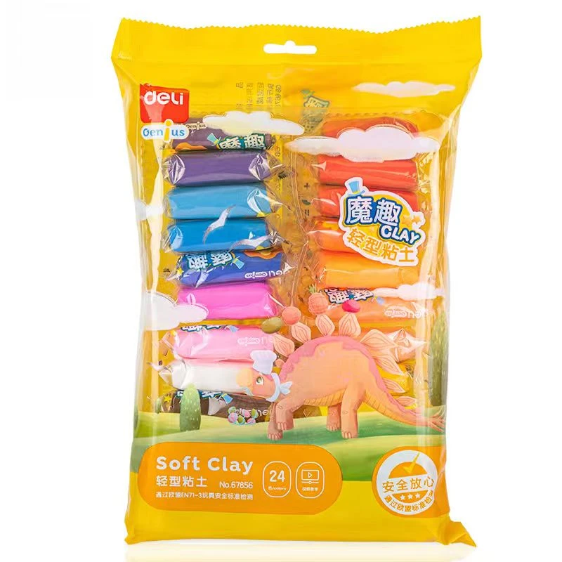 得力67856-24色轻型粘土1包+得力YC206-12轻型粘土2包