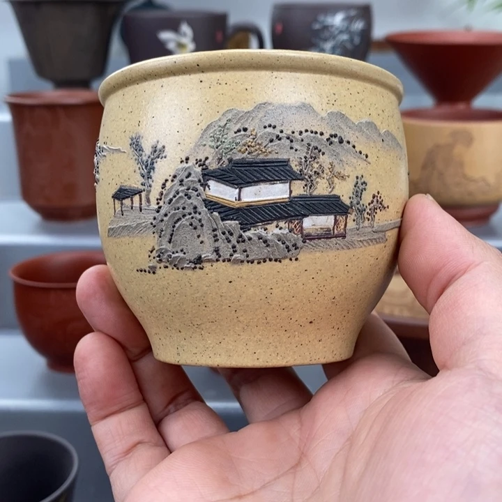 紫砂茶杯浅***i宜兴紫砂主人杯