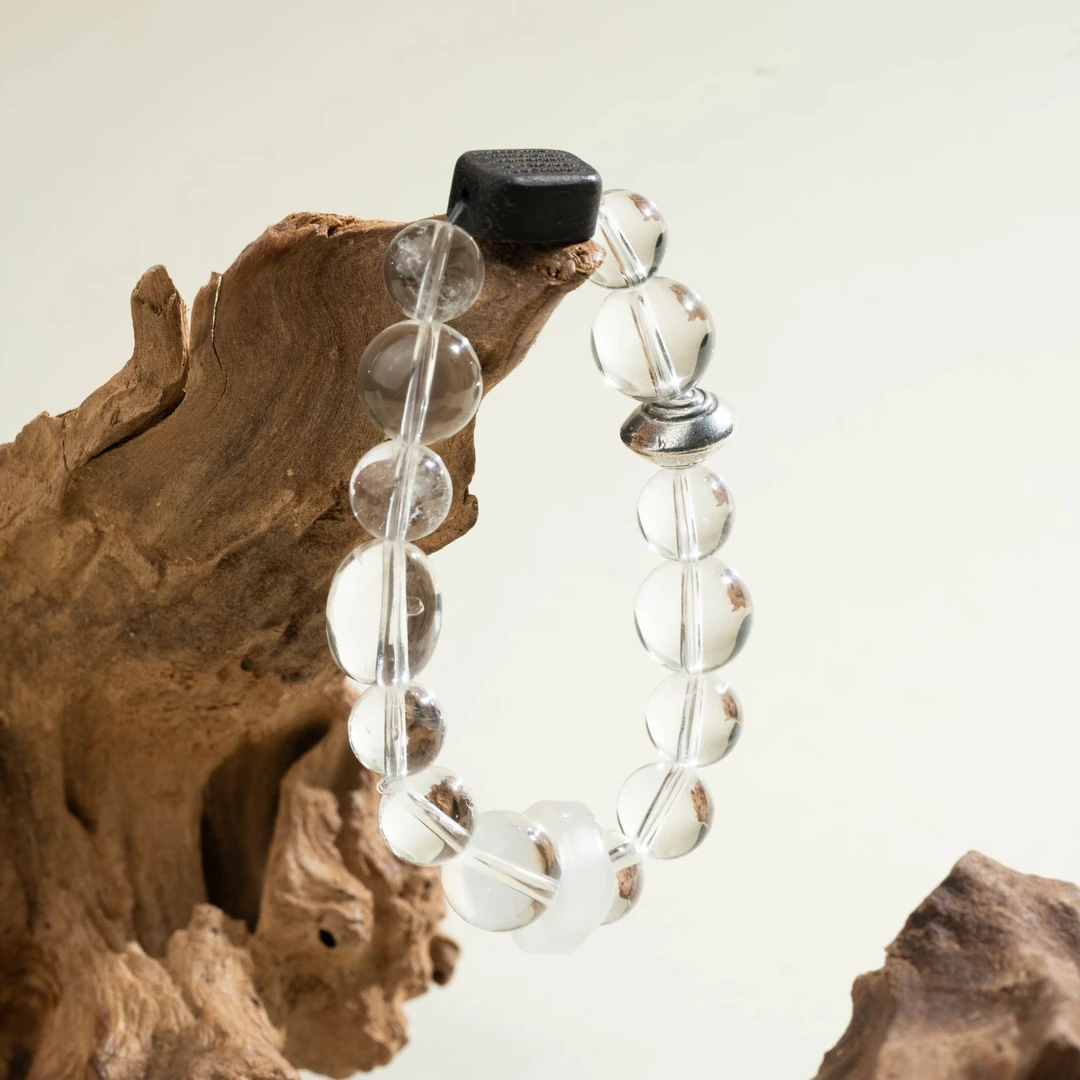 【沉水禅心】五福皆至，愿者成真 白水晶原创设计水晶手串 配证书