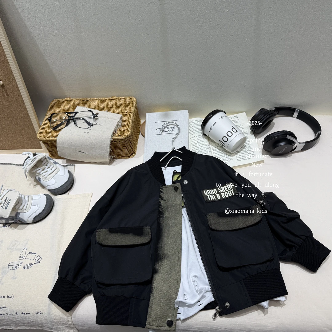 现货-儿童春季新款外套D-5302欧若风穿搭飞行服港风休闲男女同款