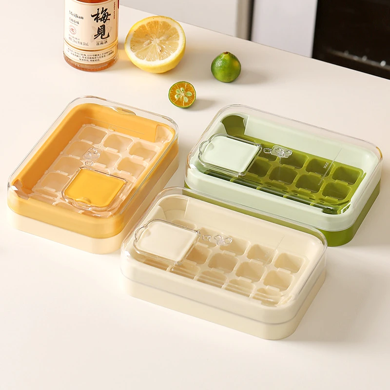 零触注水带盖制冰盒家用大容量冰块模具硅胶自制新款按压冰格模具